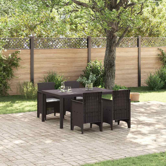 Garten Essgruppe 5 pcs Braun Polt Rattan