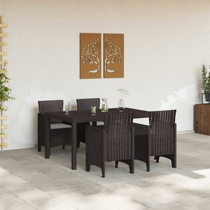 Garten Essgruppe 5 pcs Braun Polt Rattan