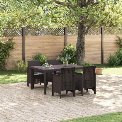 Garten Essgruppe 5 pcs Braun Polt Rattan