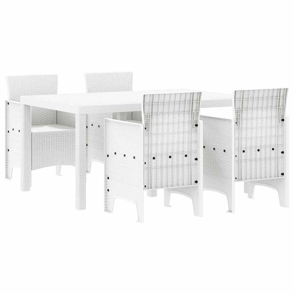 Garten Essgruppe 5 pcs Weiß Polt Rattan