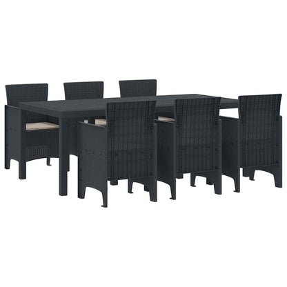 Garten Essgruppe 7 pcs Anthrazit Polt Rattan