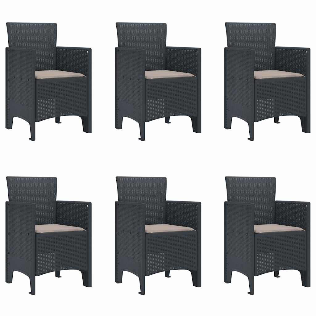 Garten Essgruppe 7 pcs Anthrazit Polt Rattan