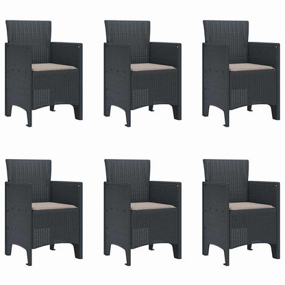 Garten Essgruppe 7 pcs Anthrazit Polt Rattan