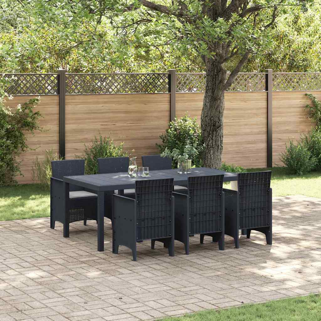 Garten Essgruppe 7 pcs Anthrazit Polt Rattan