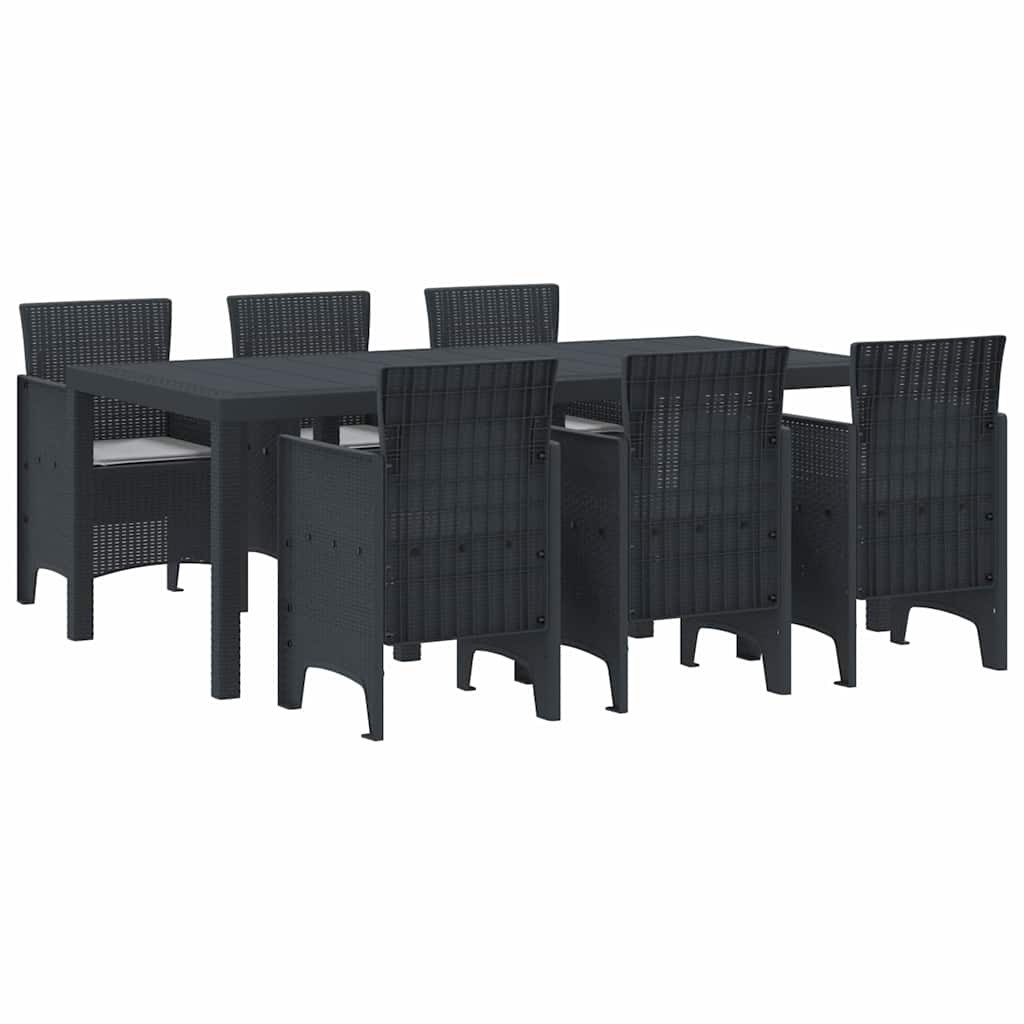 Garten Essgruppe 7 pcs Anthrazit Polt Rattan