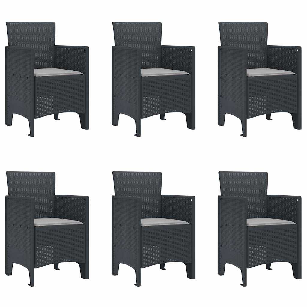 Garten Essgruppe 7 pcs Anthrazit Polt Rattan