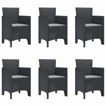 Garten Essgruppe 7 pcs Anthrazit Polt Rattan