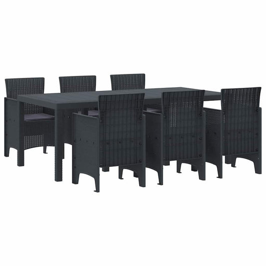Garten Essgruppe 7 pcs Anthrazit Polt Rattan