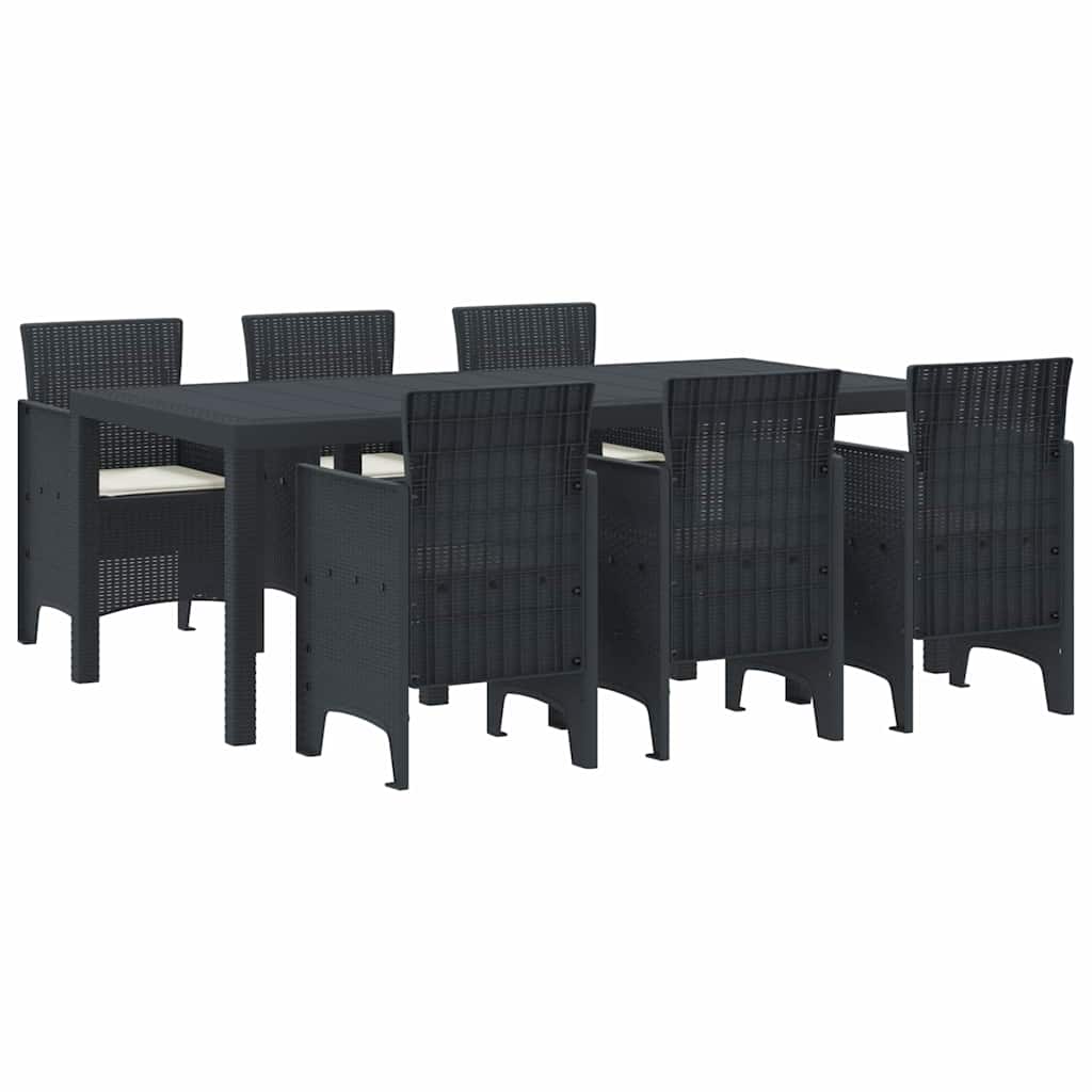 Garten Essgruppe 7 pcs Anthrazit Polt Rattan