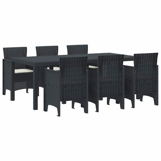 Garten Essgruppe 7 pcs Anthrazit Polt Rattan