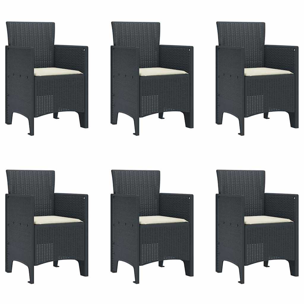 Garten Essgruppe 7 pcs Anthrazit Polt Rattan