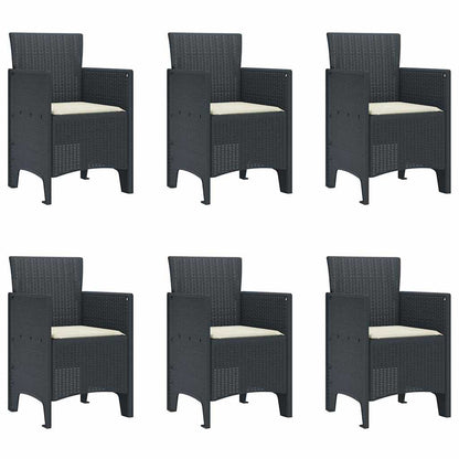 Garten Essgruppe 7 pcs Anthrazit Polt Rattan