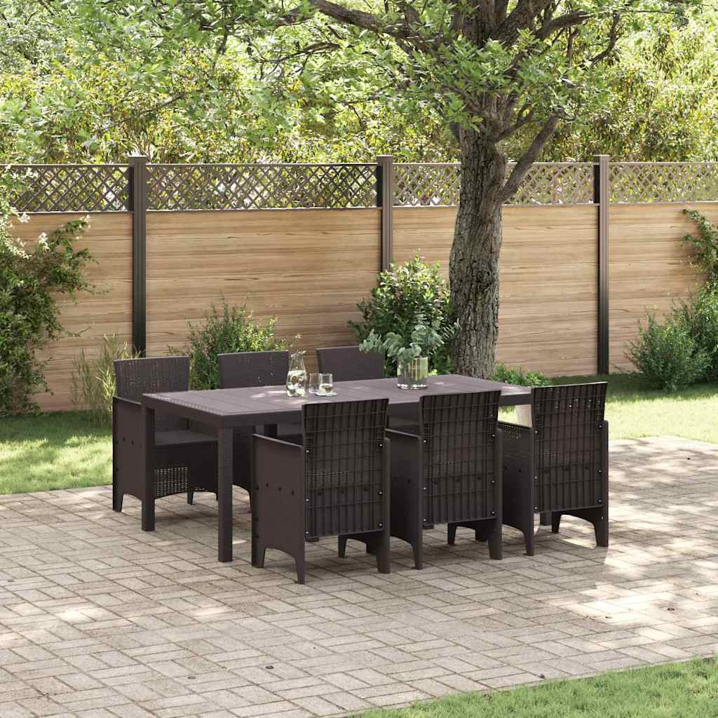 Garten Essgruppe 7 pcs Braun Polt Rattan