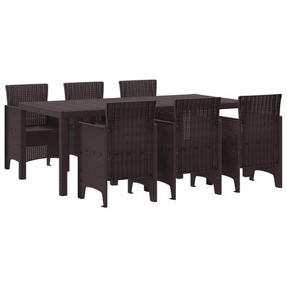 Garten Essgruppe 7 pcs Braun Polt Rattan