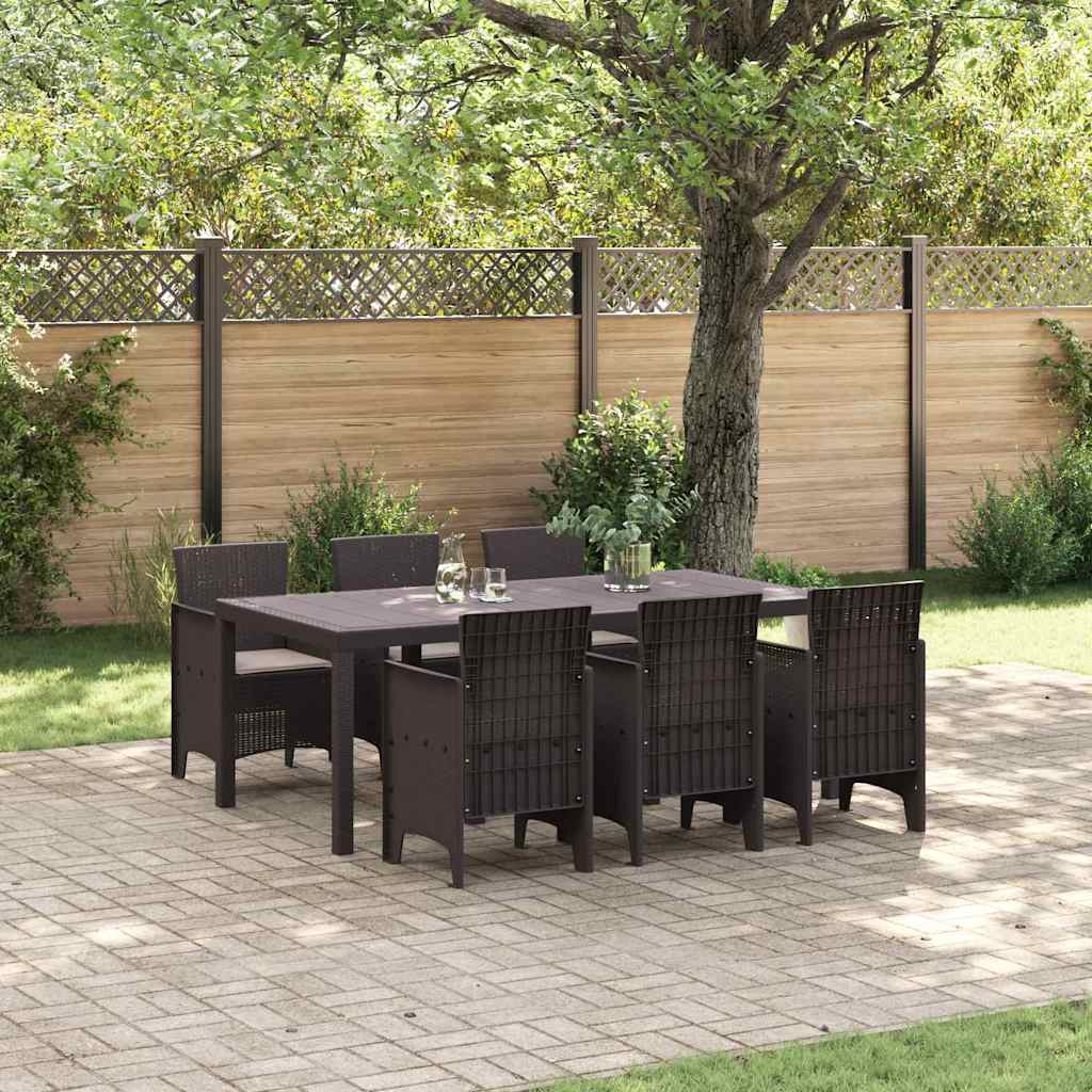 Garten Essgruppe 7 pcs Braun Polt Rattan