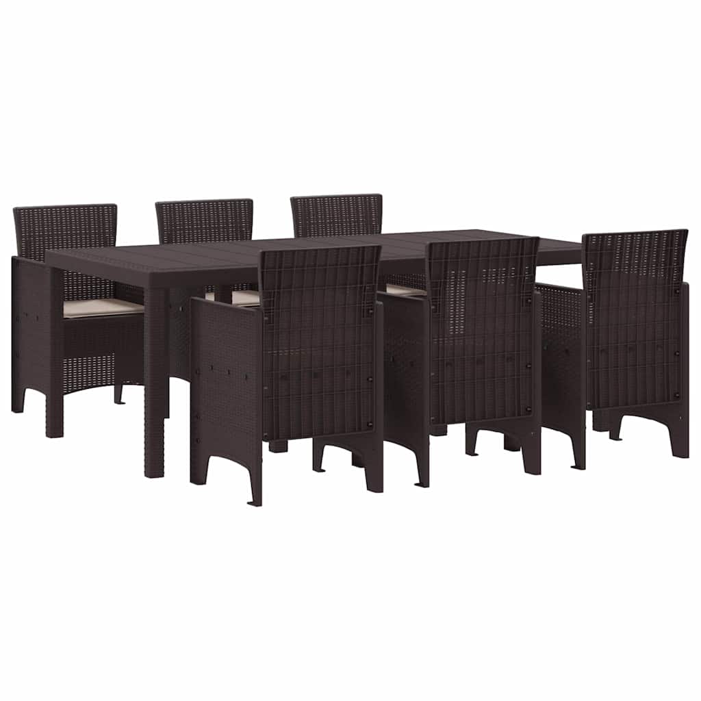 Garten Essgruppe 7 pcs Braun Polt Rattan