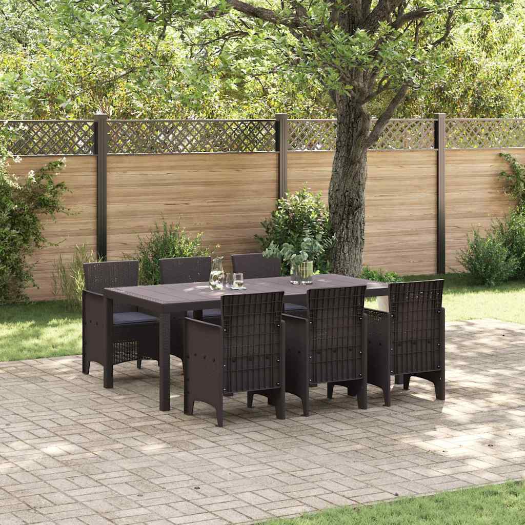 Garten Essgruppe 7 pcs Braun Polt Rattan