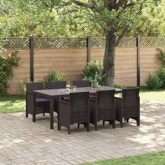 Garten Essgruppe 7 pcs Braun Polt Rattan