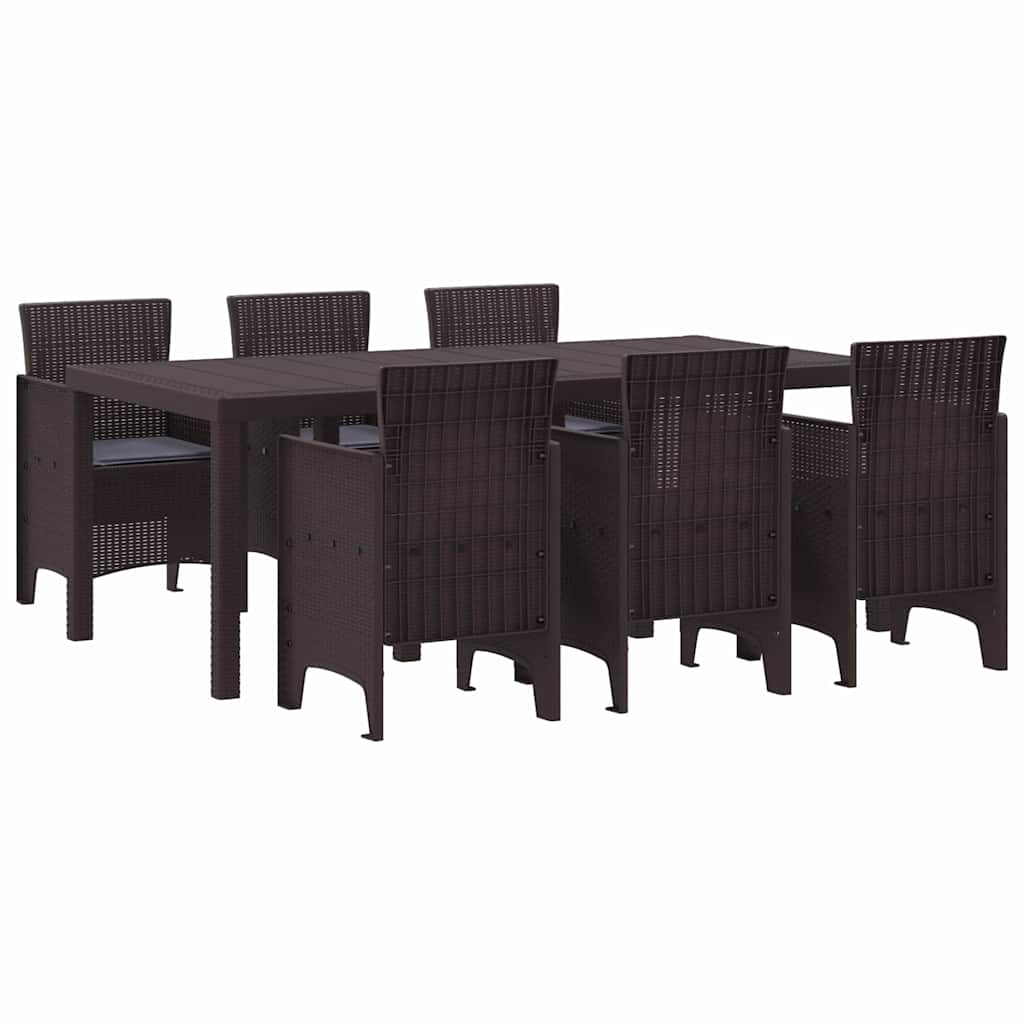 Garten Essgruppe 7 pcs Braun Polt Rattan
