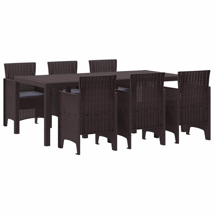 Garten Essgruppe 7 pcs Braun Polt Rattan