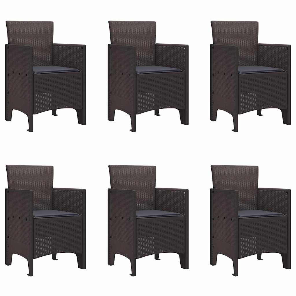 Garten Essgruppe 7 pcs Braun Polt Rattan