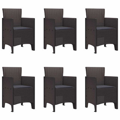 Garten Essgruppe 7 pcs Braun Polt Rattan