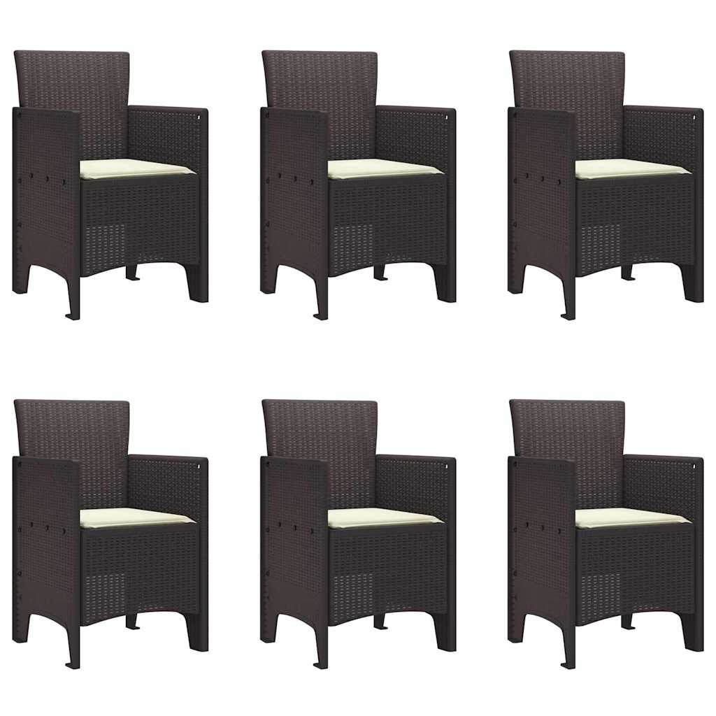 Garten Essgruppe 7 pcs Braun Polt Rattan