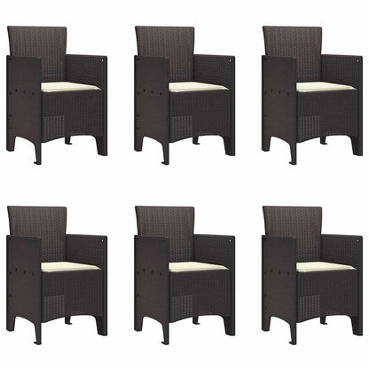 Garten Essgruppe 7 pcs Braun Polt Rattan