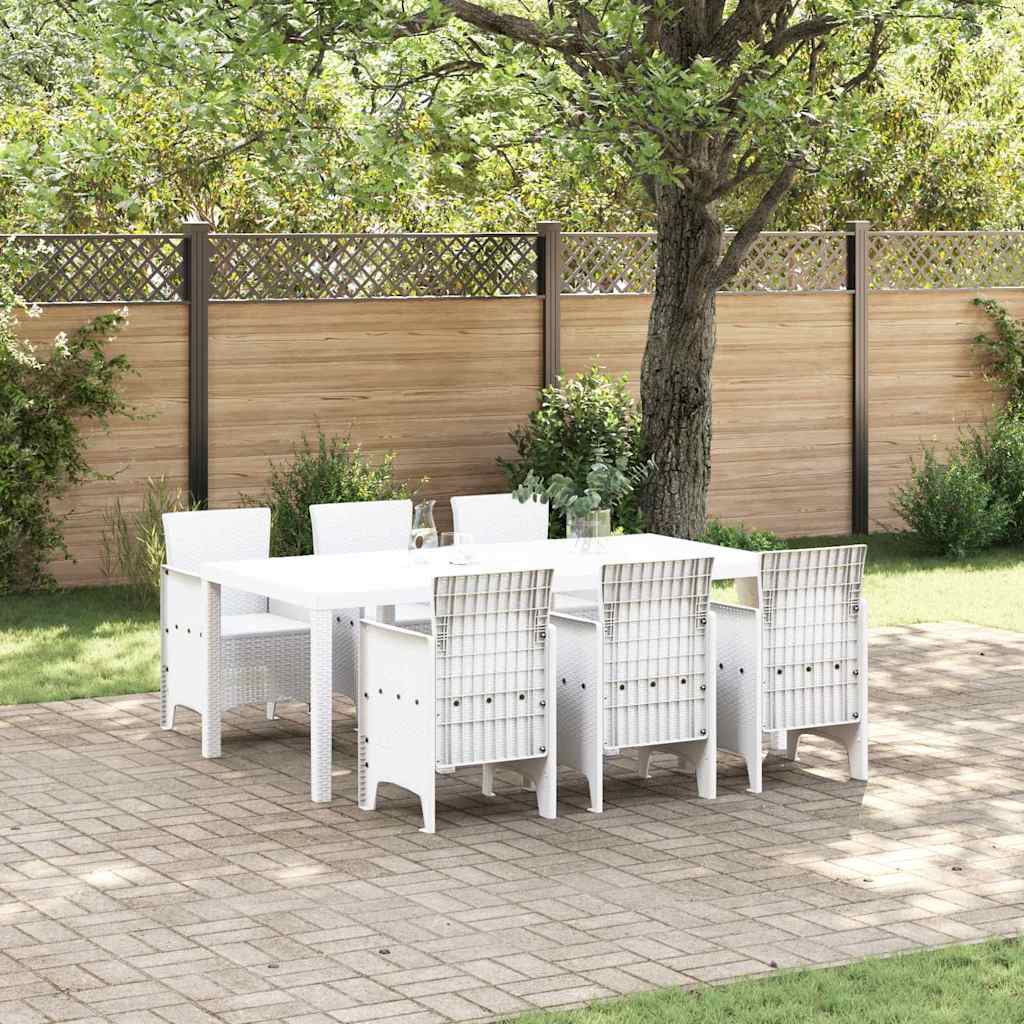 Garten Essgruppe 7 pcs Weiß Polt Rattan