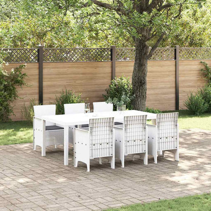Garten Essgruppe 7 pcs Weiß Polt Rattan
