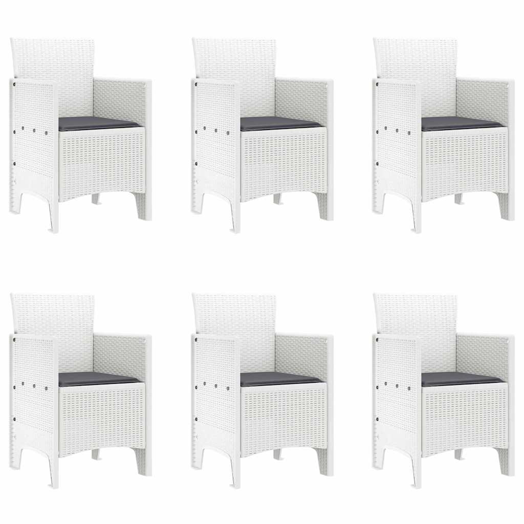 Garten Essgruppe 7 pcs Weiß Polt Rattan