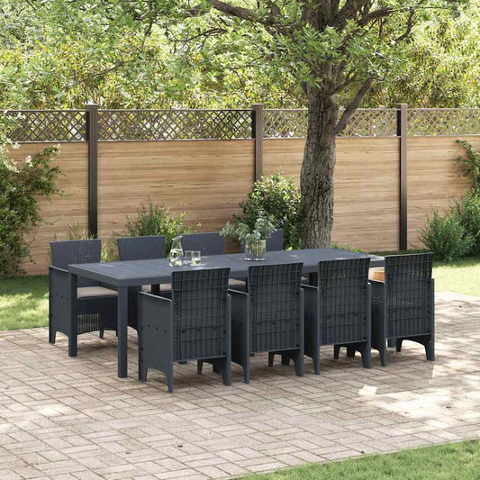 Garten Essgruppe 9 pcs Anthrazit Polt Rattan
