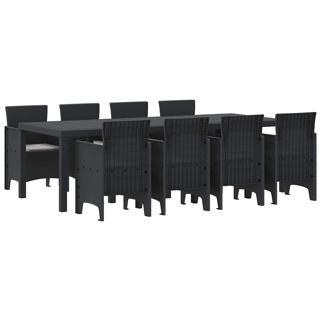 Garten Essgruppe 9 pcs Anthrazit Polt Rattan