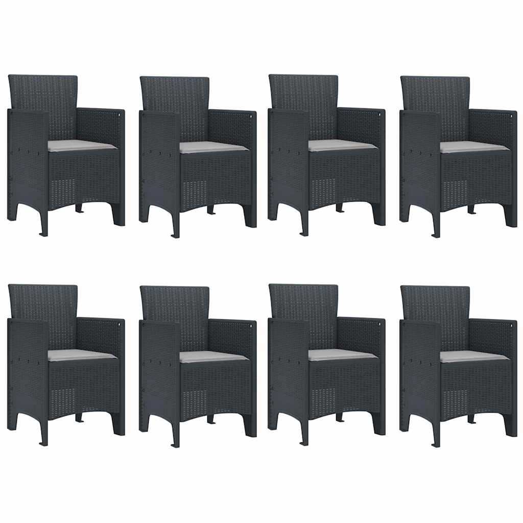 Garten Essgruppe 9 pcs Anthrazit Polt Rattan