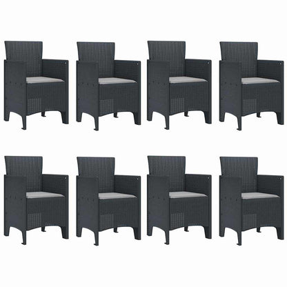 Garten Essgruppe 9 pcs Anthrazit Polt Rattan