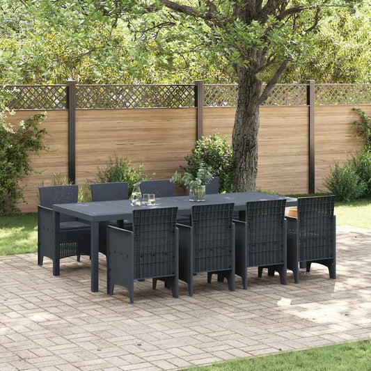 Garten Essgruppe 9 pcs Anthrazit Polt Rattan