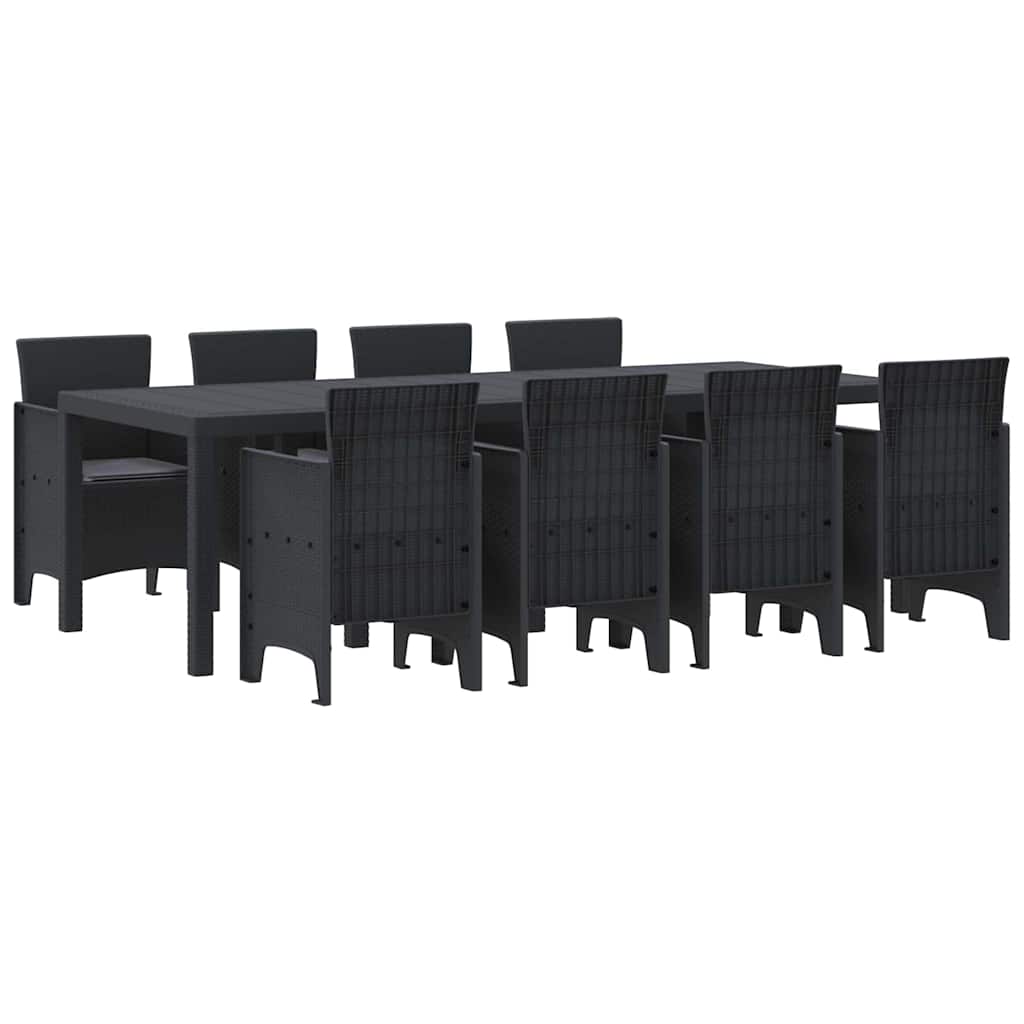 Garten Essgruppe 9 pcs Anthrazit Polt Rattan