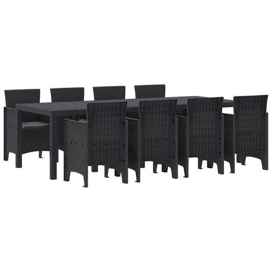 Garten Essgruppe 9 pcs Anthrazit Polt Rattan