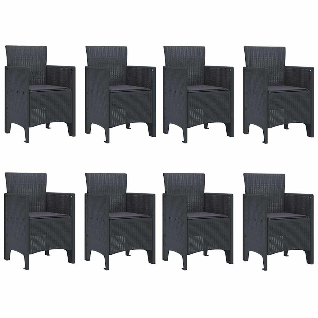 Garten Essgruppe 9 pcs Anthrazit Polt Rattan