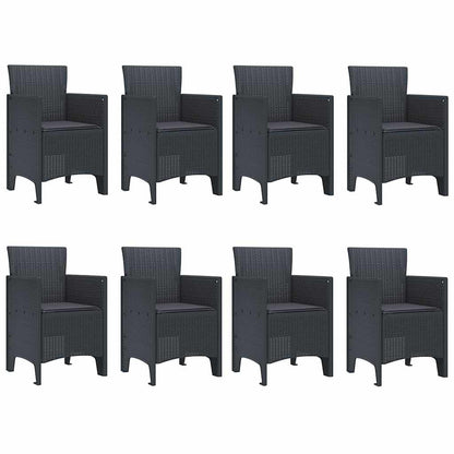 Garten Essgruppe 9 pcs Anthrazit Polt Rattan