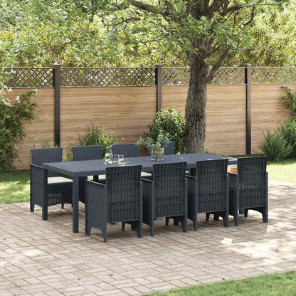Garten Essgruppe 9 pcs Anthrazit Polt Rattan