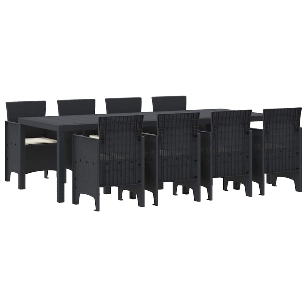 Garten Essgruppe 9 pcs Anthrazit Polt Rattan