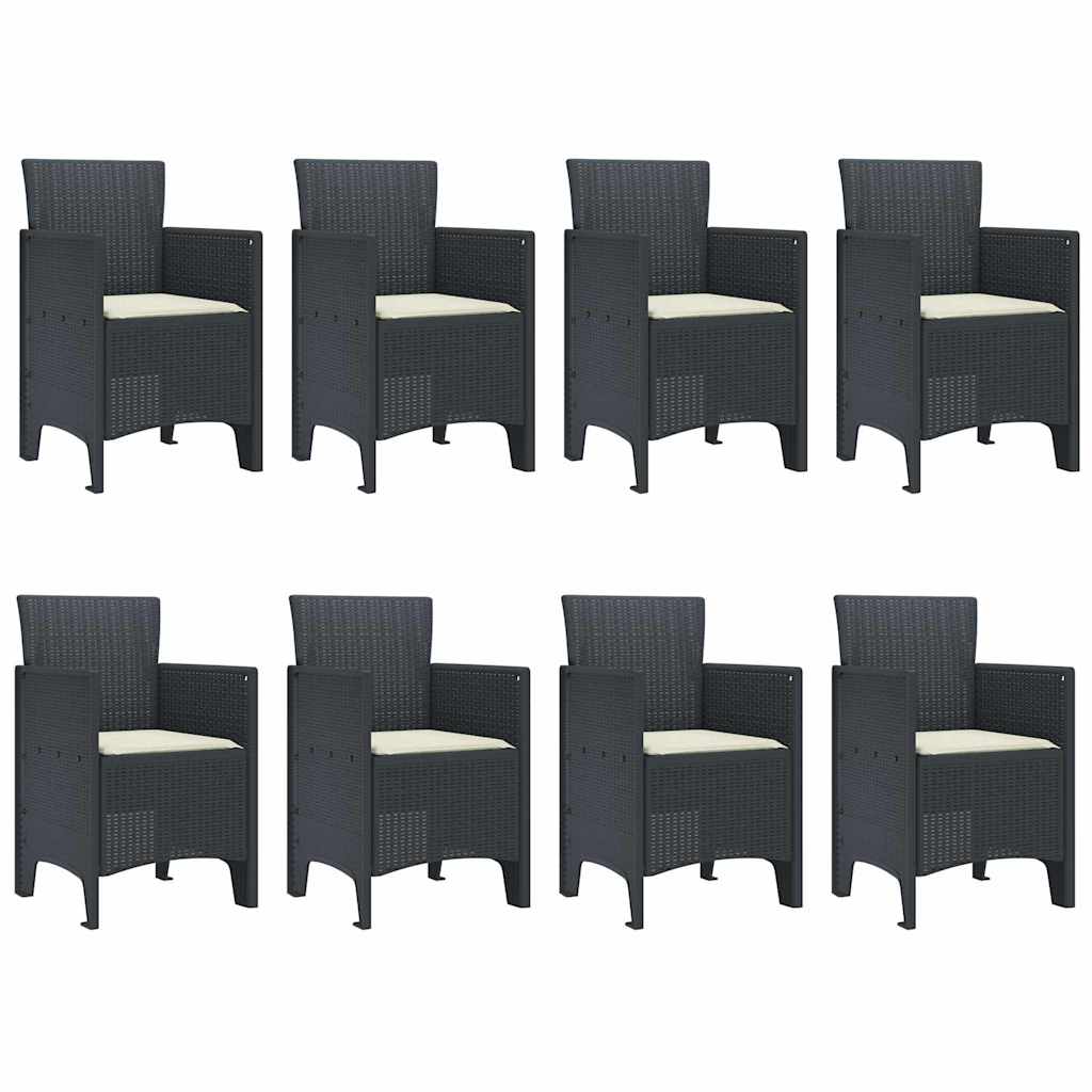 Garten Essgruppe 9 pcs Anthrazit Polt Rattan