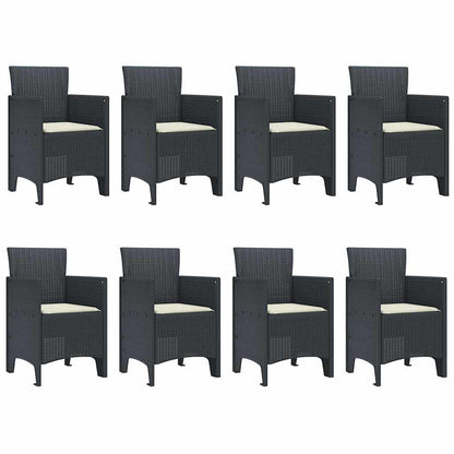 Garten Essgruppe 9 pcs Anthrazit Polt Rattan