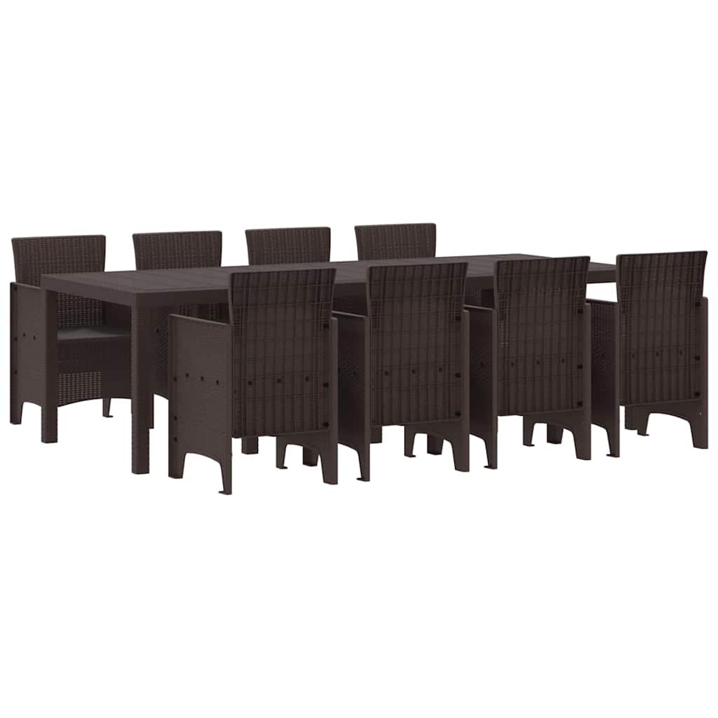 Garten Essgruppe 9 pcs Braun Polt Rattan
