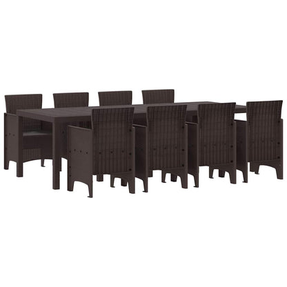Garten Essgruppe 9 pcs Braun Polt Rattan
