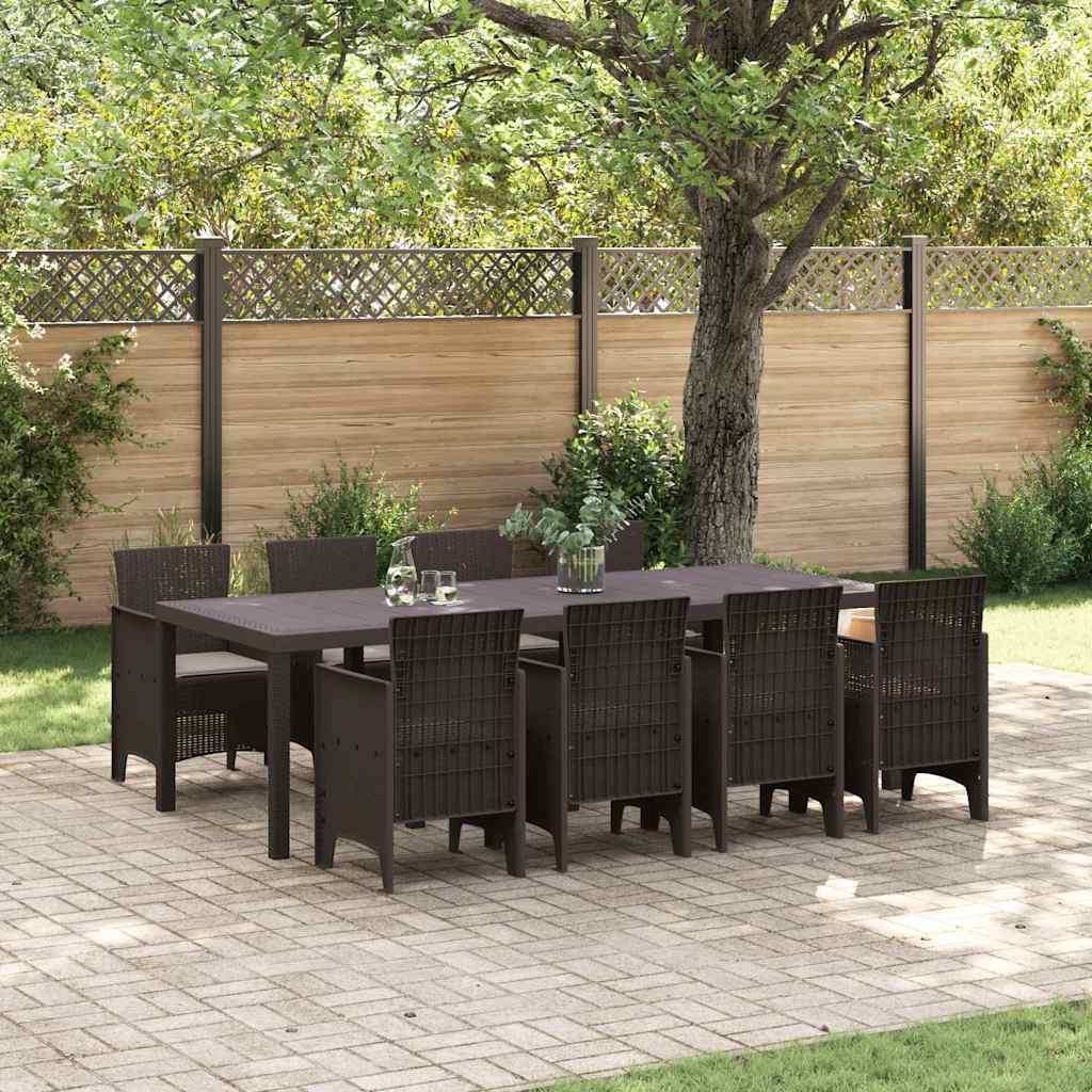 Garten Essgruppe 9 pcs Braun Polt Rattan