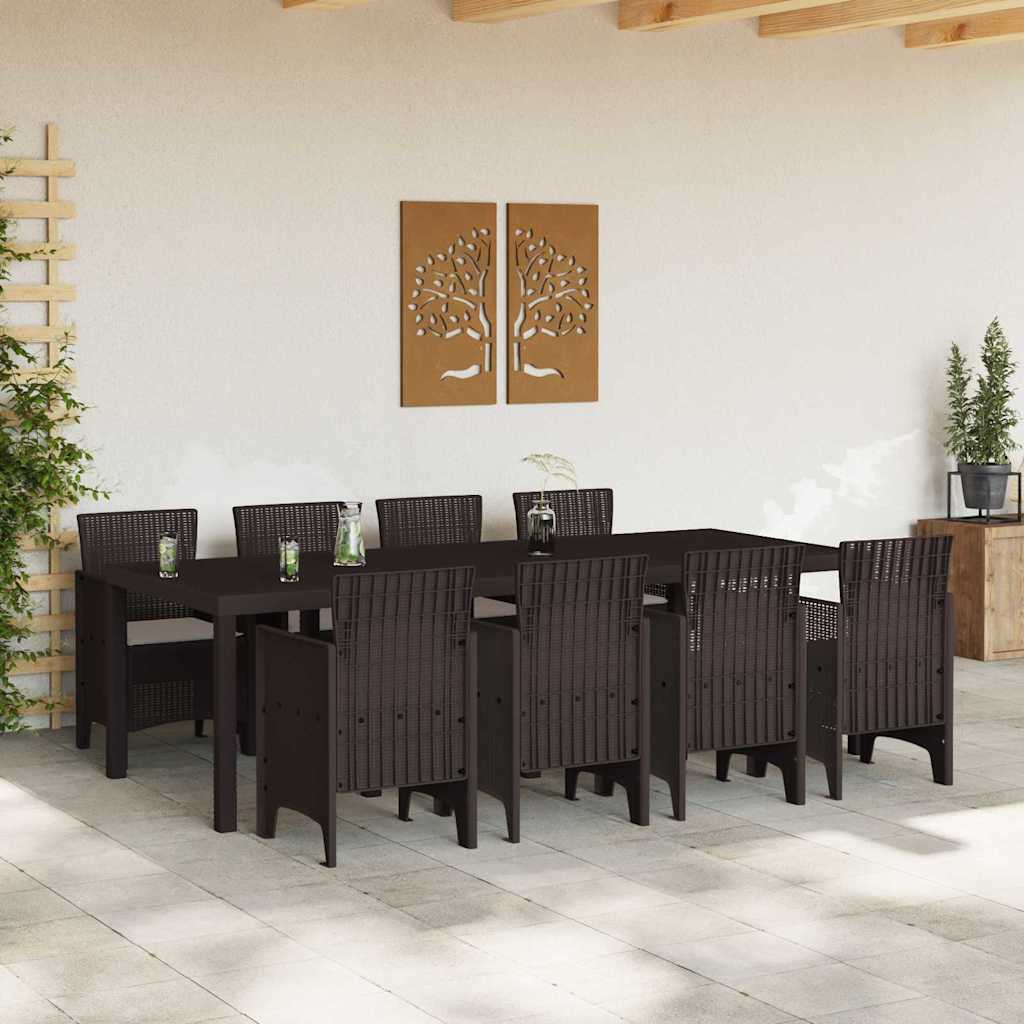 Garten Essgruppe 9 pcs Braun Polt Rattan
