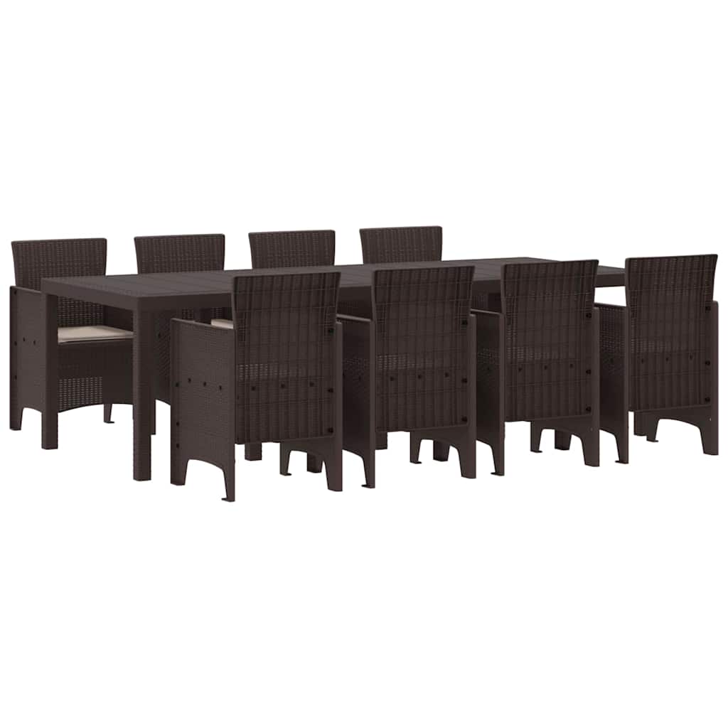 Garten Essgruppe 9 pcs Braun Polt Rattan