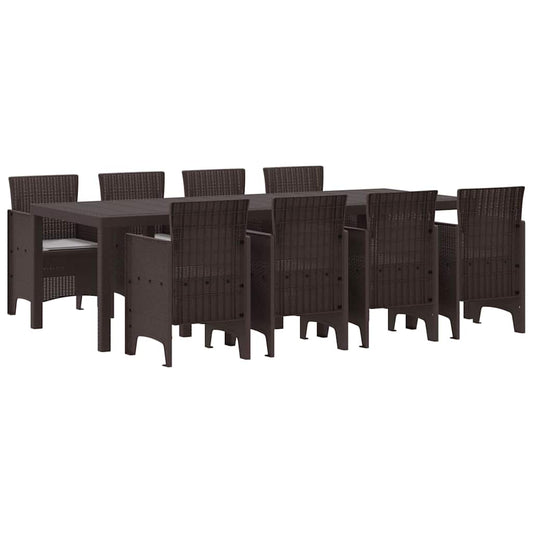 Garten Essgruppe 9 pcs Braun Polt Rattan